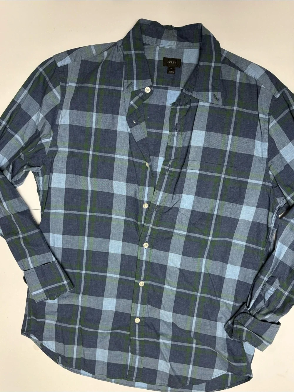 J. Crew Blue and Green Plaid Button-Down Shirt